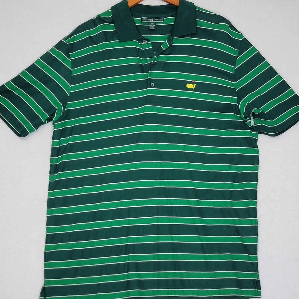 Masters Collection Mens XL Pima Cotton Striped Golf Polo Shirt Green White